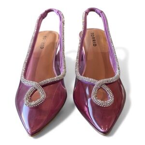Torrid Pink Pointed Toe Embellished Heel (WW) Size 7.5